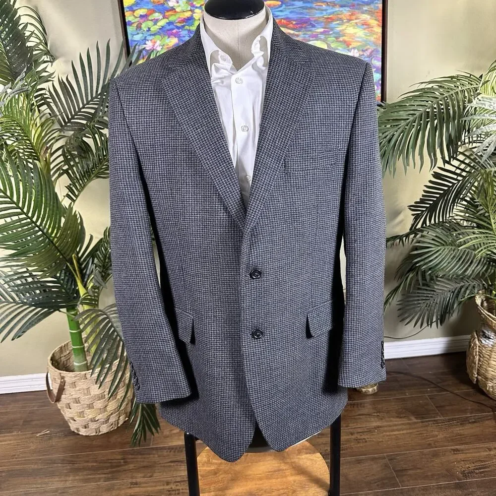 Jos A Bank 1905 Men 44L Sportcoat Blazer Houndstooth weave Olive Black Beige